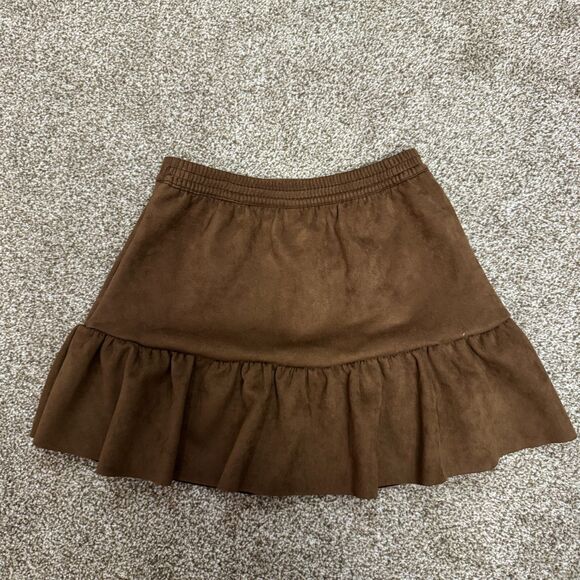 Janie And Jack The Sueded Skirt Girls Size 12 Potting Soil Ruffle Pull On Mini - Picture 6 of 7